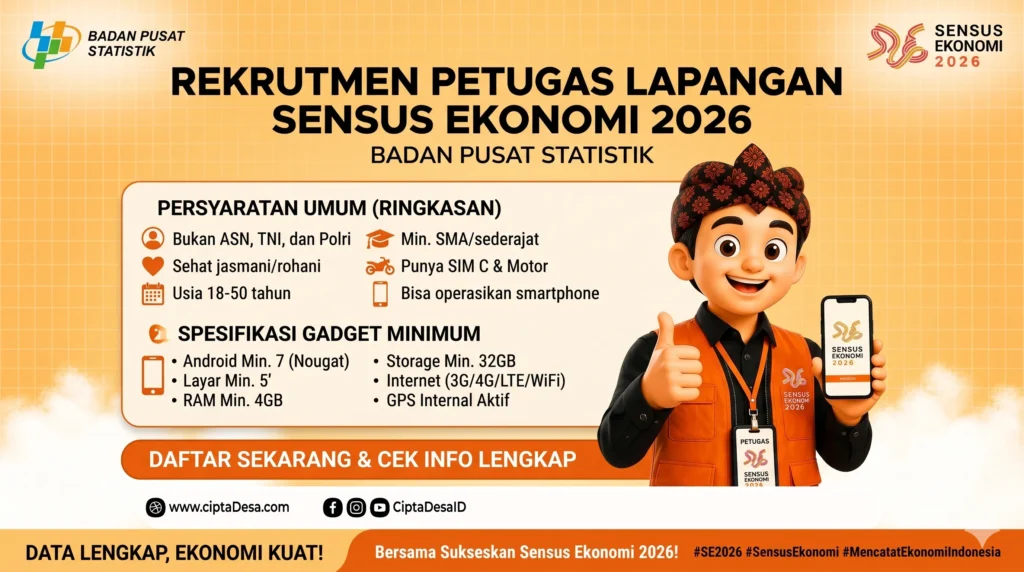 Panduan Lengkap Rekrutmen Petugas Sensus Ekonomi 2026: Syarat, Jadwal, dan Strategi Lolos Mitra BPS